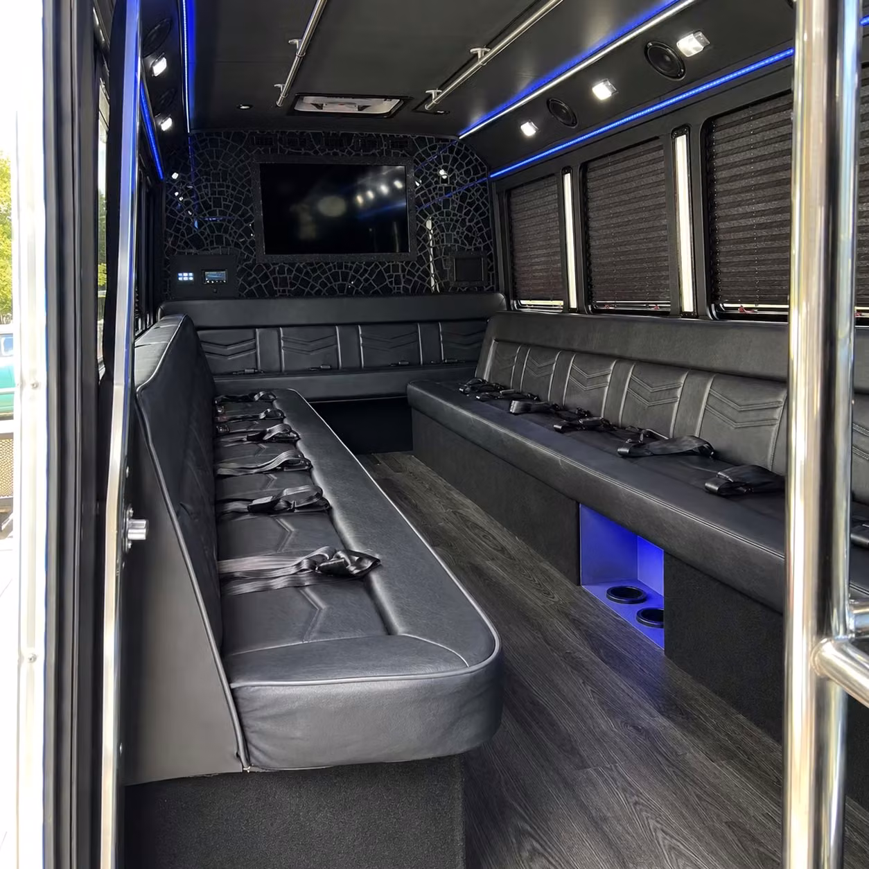 rocky mount high school prom groups love riding together on a party bus